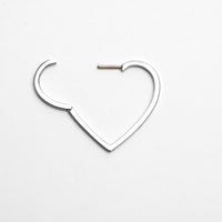 Hoop heart pierced earring (middle / silver)