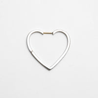 Hoop heart pierced earring (middle / silver / cubic zirconia)