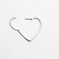 Hoop heart pierced earring (middle / silver / cubic zirconia)