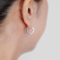 Hoop heart pierced earring (tiny / silver / cubic zirconia)