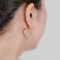 Hoop heart pierced earring (middle / gold / cubic zirconia)