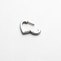 Hoop heart pierced earring (tiny / silver / cubic zirconia)