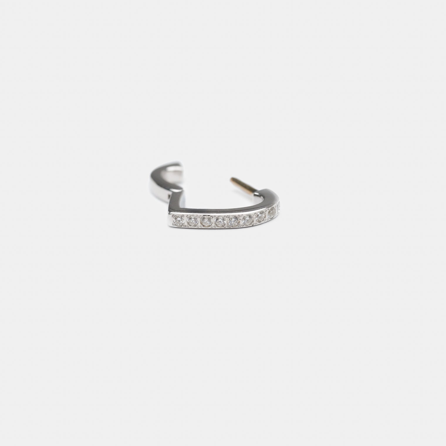 Hoop heart pierced earring (tiny / silver / cubic zirconia)