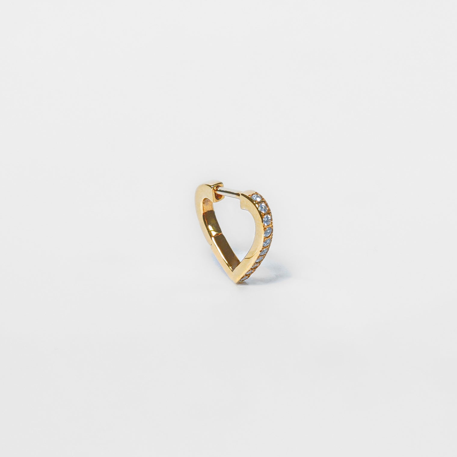 Hoop heart pierced earring (tiny / gold / cubic zirconia)