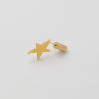 Tiny star line stone pierce (gold / cubic zirconia / shine gold tube clasp)