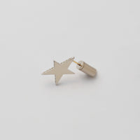 Tiny star line stone pierce (silver / cubic zirconia / shine silver tube clasp)