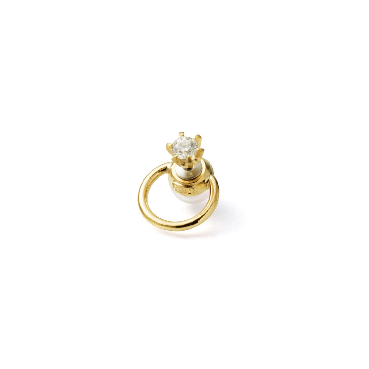 hoop catch pierce (cubic zirconia / 16mm hoop / gold)