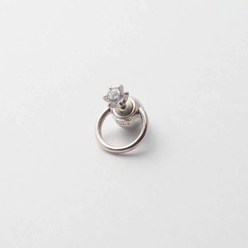 hoop catch pierce (cubic zirconia / 16mm hoop / silver)
