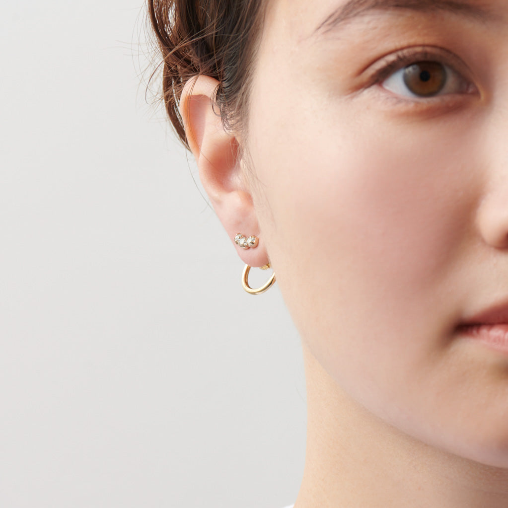 hoop catch pierce (3 crystal glass) /16mm hoop/gold)