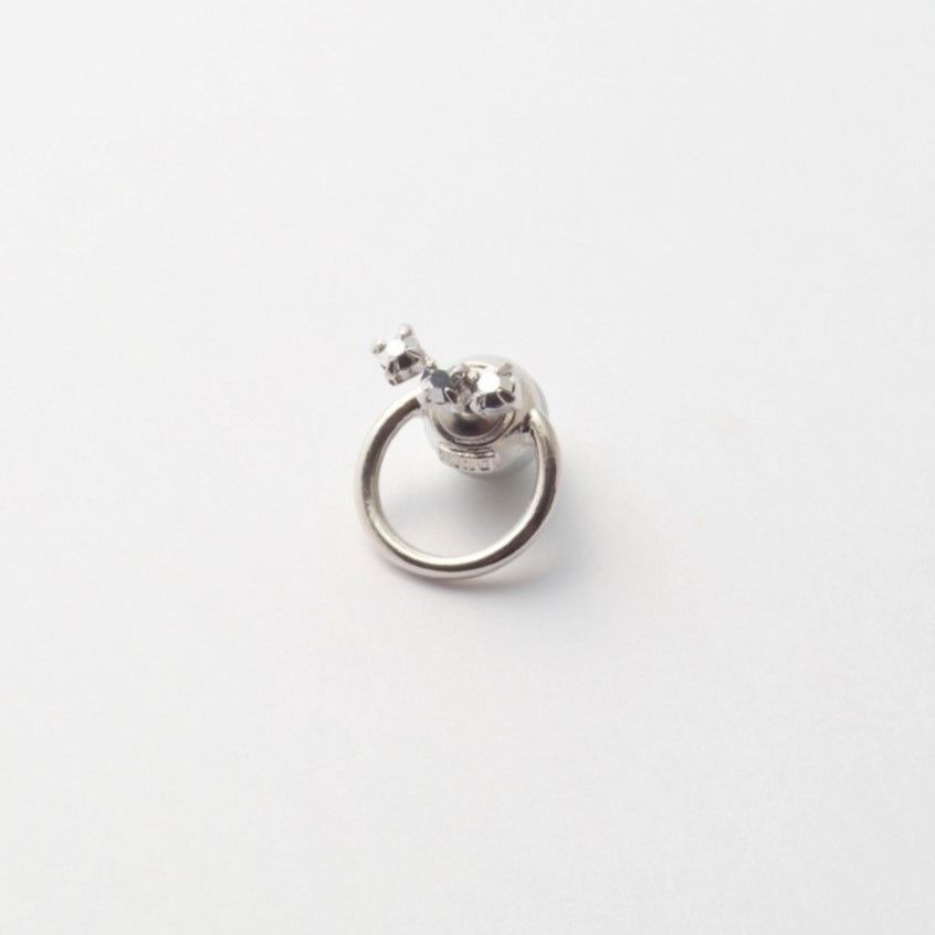 hoop catch pierce (3 crystal glass) /16mm hoop/silver)