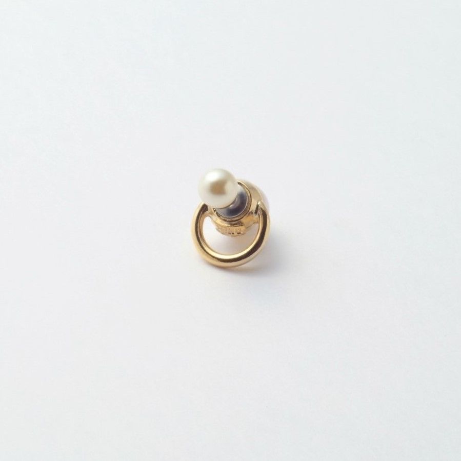 hoop catch pierce(6mm white pearl×12mm hoop/gold)