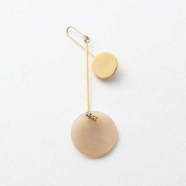 23mm gray agate / k10 post pierced earring
