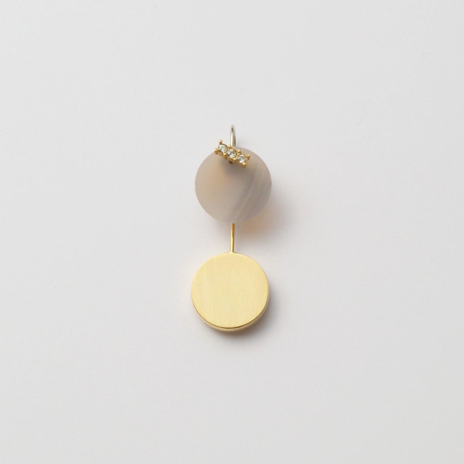 13mm gray agate / k10 post pierced earring