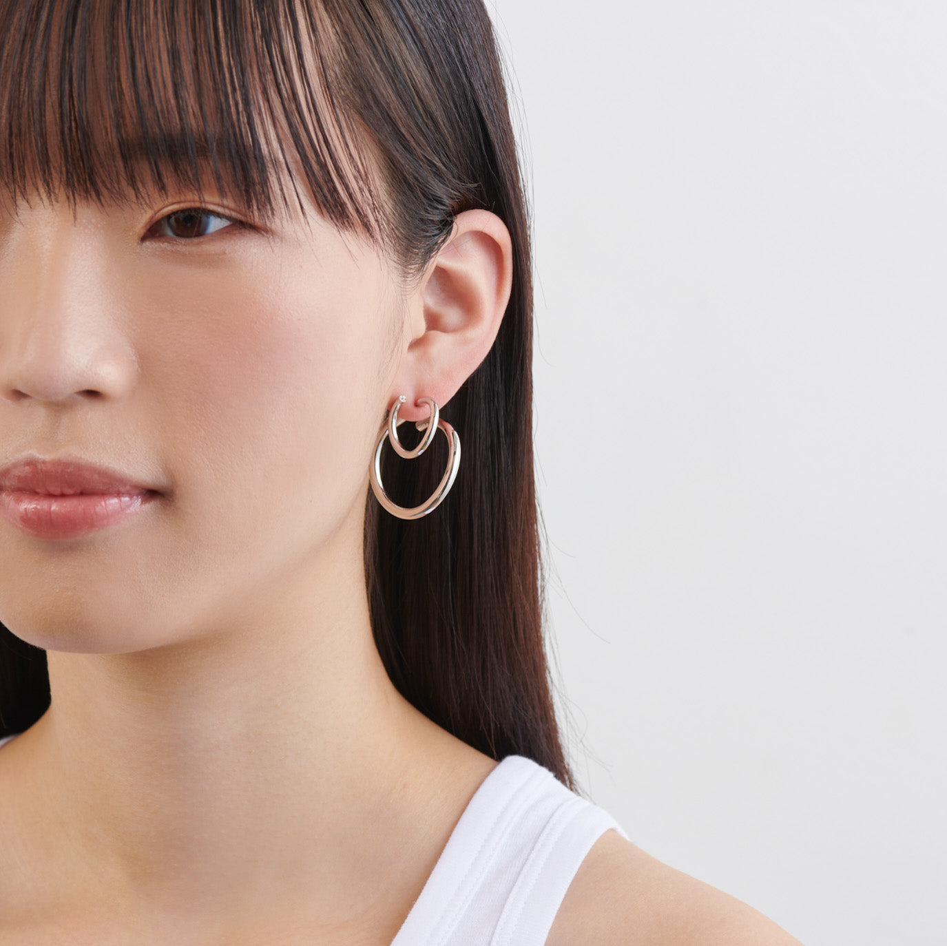 Silver line pierce(19㎜ line×30㎜ line/crystal glass/Silver)