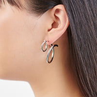 Silver line pierce(19㎜ line×30㎜ line/crystal glass/Silver)
