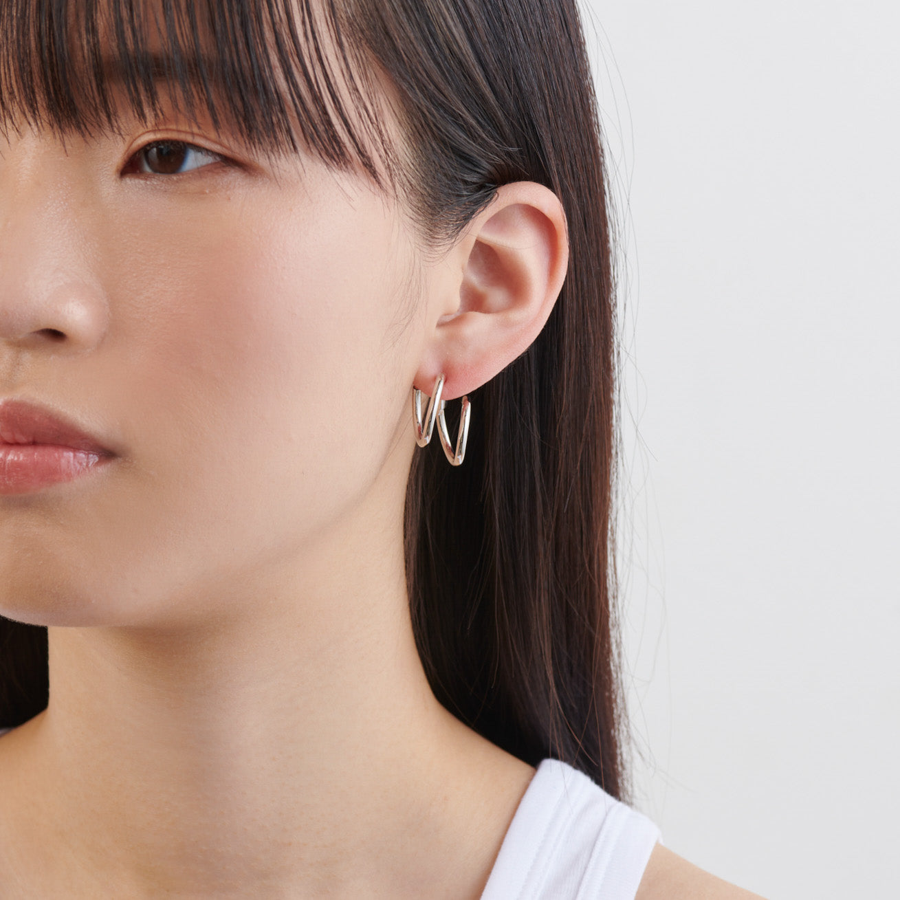 Silver line pierce(19㎜ line×19㎜ line/crystal glass/Silver)