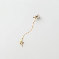 2way star long chain pierce(1cubiczirconia/crystal glass/9mm pearl catch)