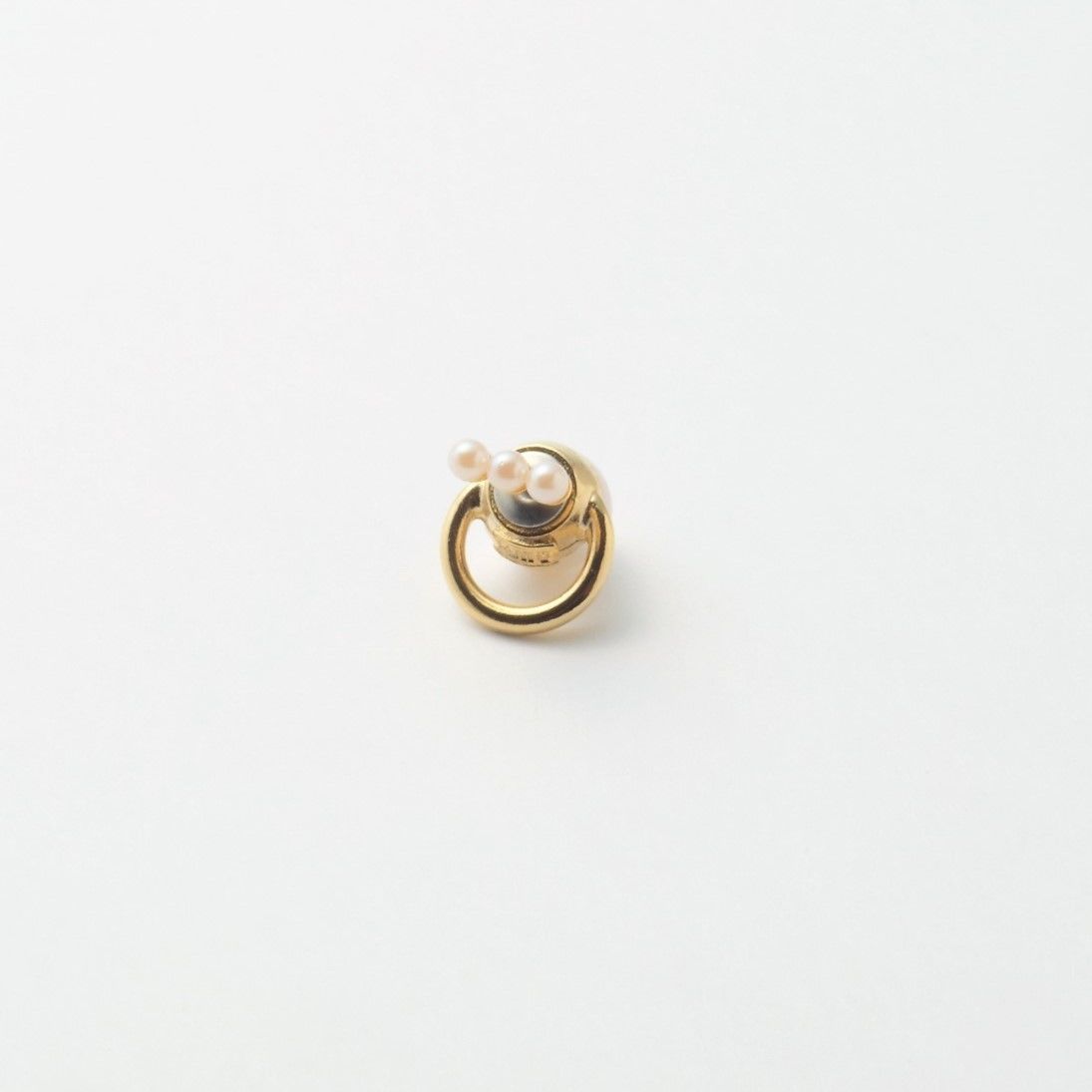 hoop catch pierce(3mm × 3pearl / 12mm hoop / gold)