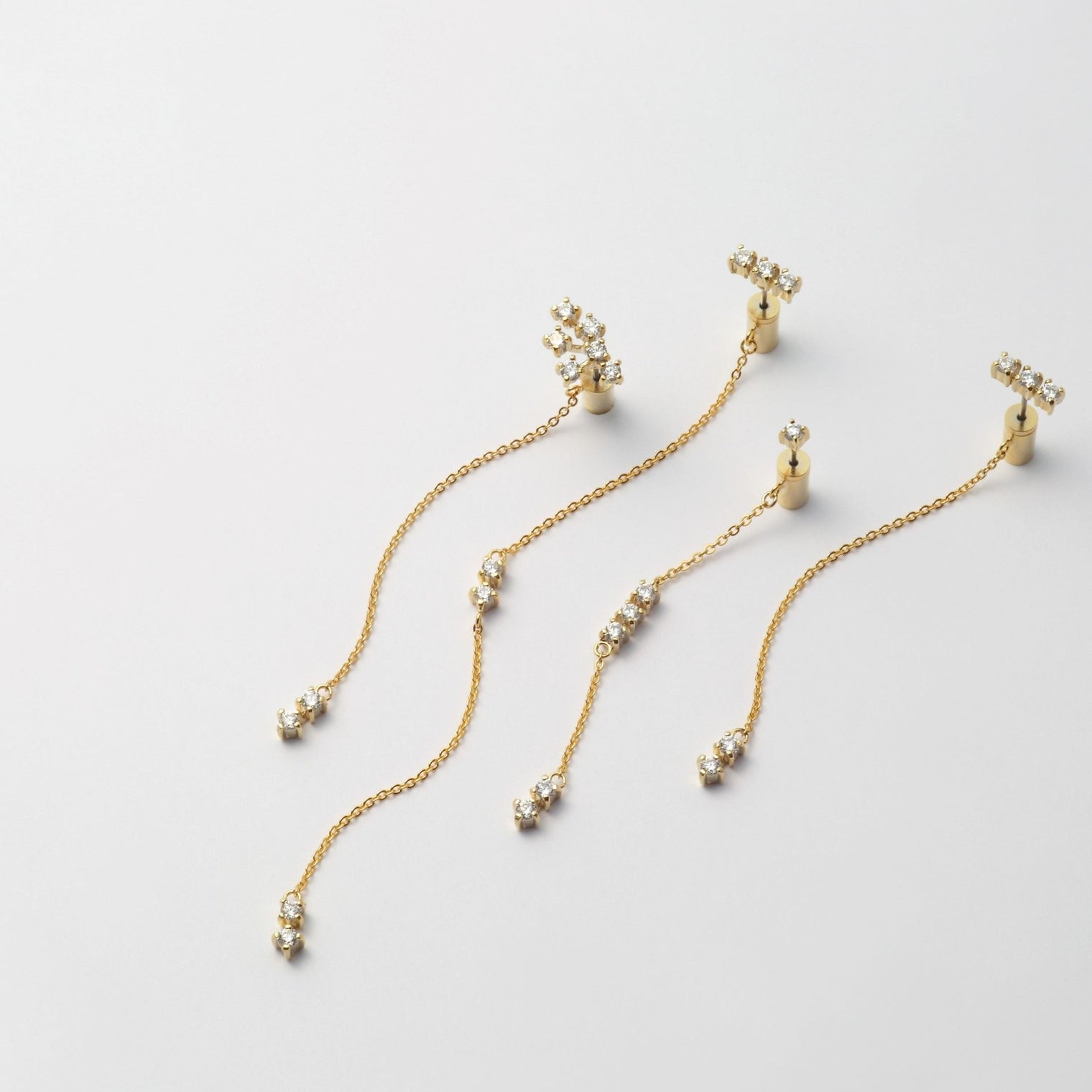 3 cubic zirconia top +2 cubic zirconia clasp pierce