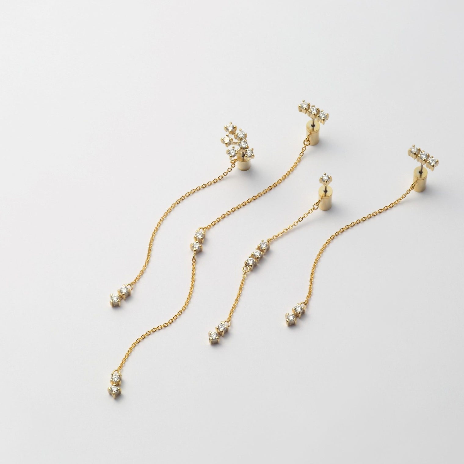 3 cubic zirconia top +5 cubic zirconia clasp pierce