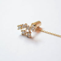 6 cubic zirconia top +2 cubic zirconia clasp pierce