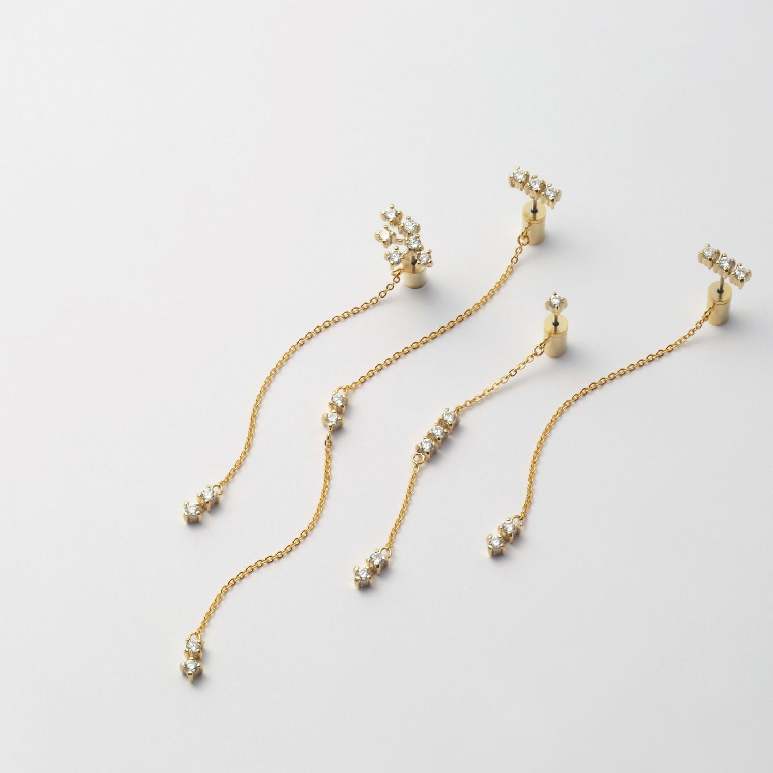 6 cubic zirconia top +2 cubic zirconia clasp pierce