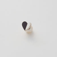 Small heart line stone pierce (silver / cubic zirconia)
