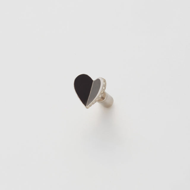 Small heart line stone pierce (silver / cubic zirconia)