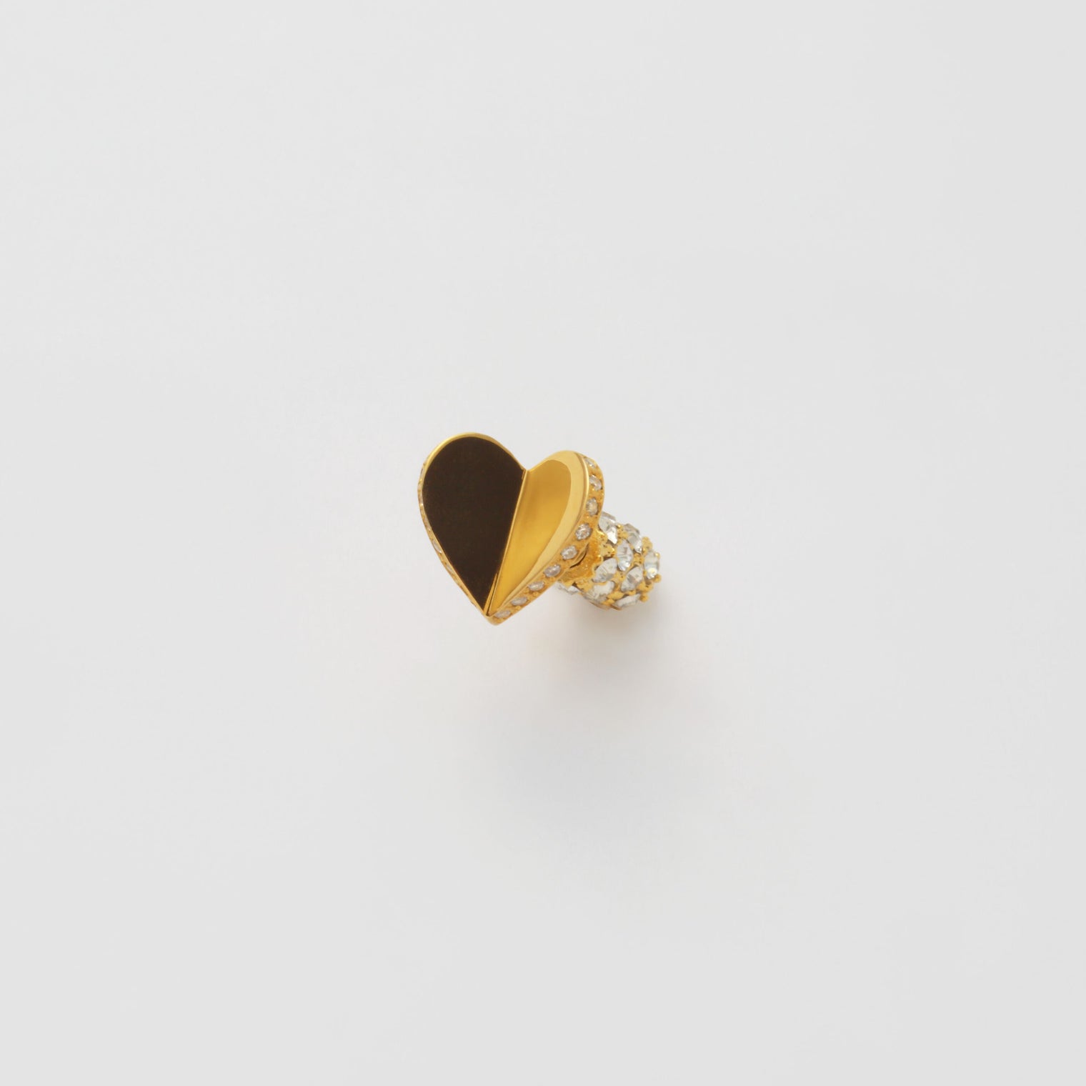 Small heart line stone pierce (gold / cubic zirconia)
