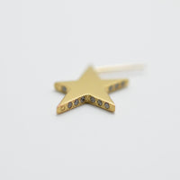 Tiny star line stone pierce (gold / cubic zirconia / pearl clasp)