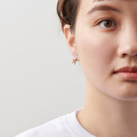 Tiny star line stone pierce (silver / cubic zirconia / pearl clasp)