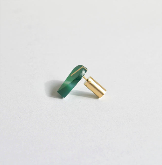 Heart pierced earring (Green agate / K10 post)