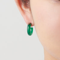 Hoop Pierced earring（Green agate / K10 post）