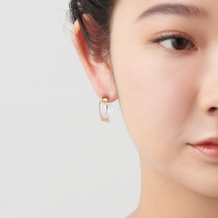 Hoop Pierced earring（Quartz/ K10 post）