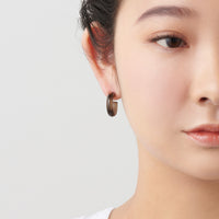 Hoop Pierced earring（Smoky quartz/ K10 post）