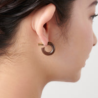 Hoop Pierced earring（Smoky quartz/ K10 post）