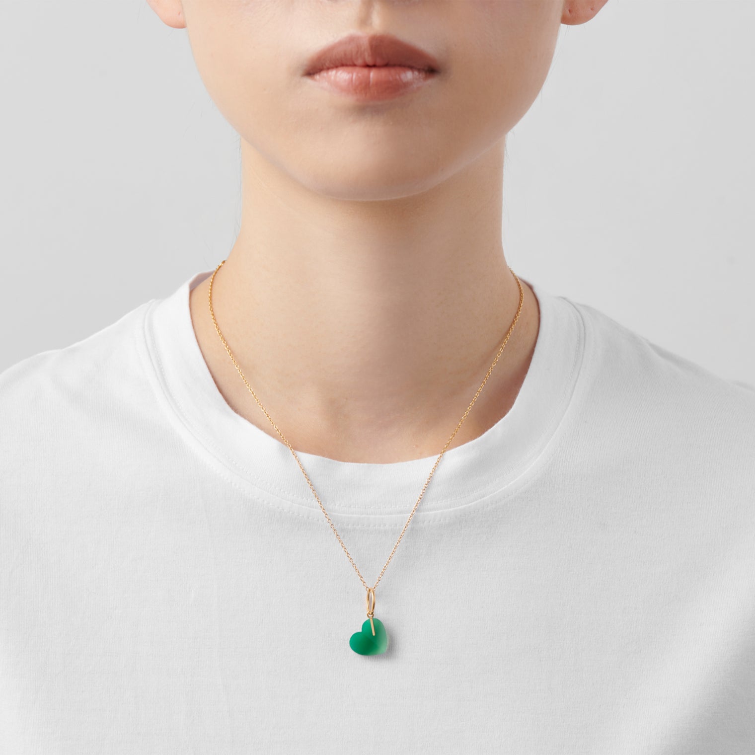 Heart charm (Green agate)