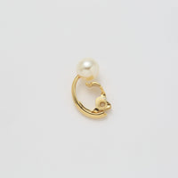 Gold line earring(22mm/8mm creamrose pearl/Gold)