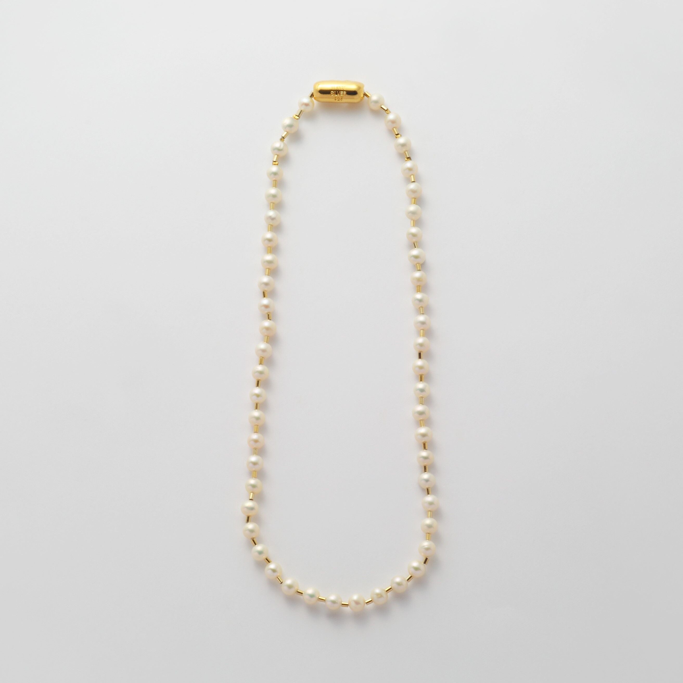 freshwater pearl ball chain necklace (gold)