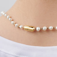 freshwater pearl ball chain necklace (gold)