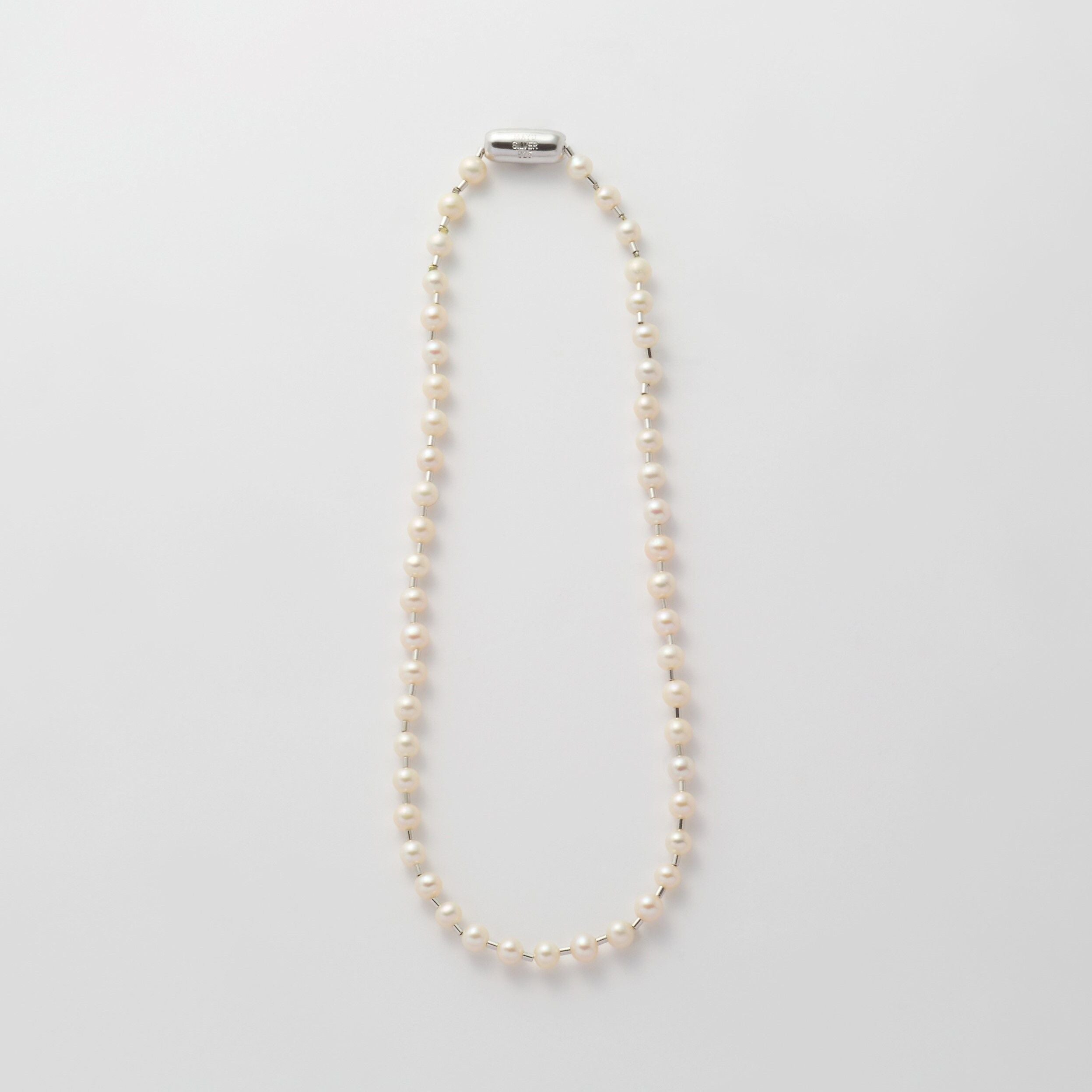 freshwater pearl ball chain necklace (silver) – MAYU online store