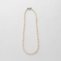 freshwater pearl ball chain necklace (silver)