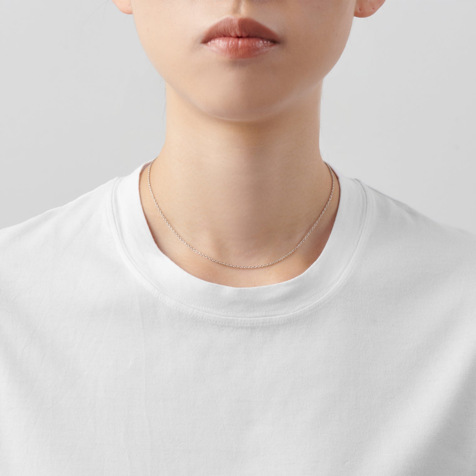 Basic chain long necklace (silver / thin / triangle)