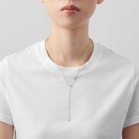 Basic chain long necklace (silver / thin / triangle)