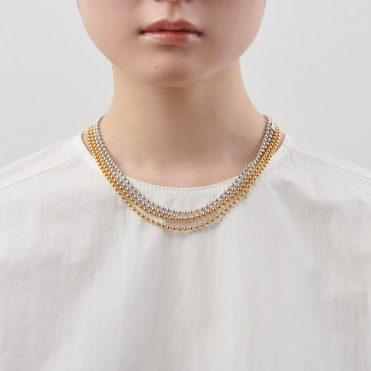 3.5mm long ball chain necklace (silver / gold / 180cm)