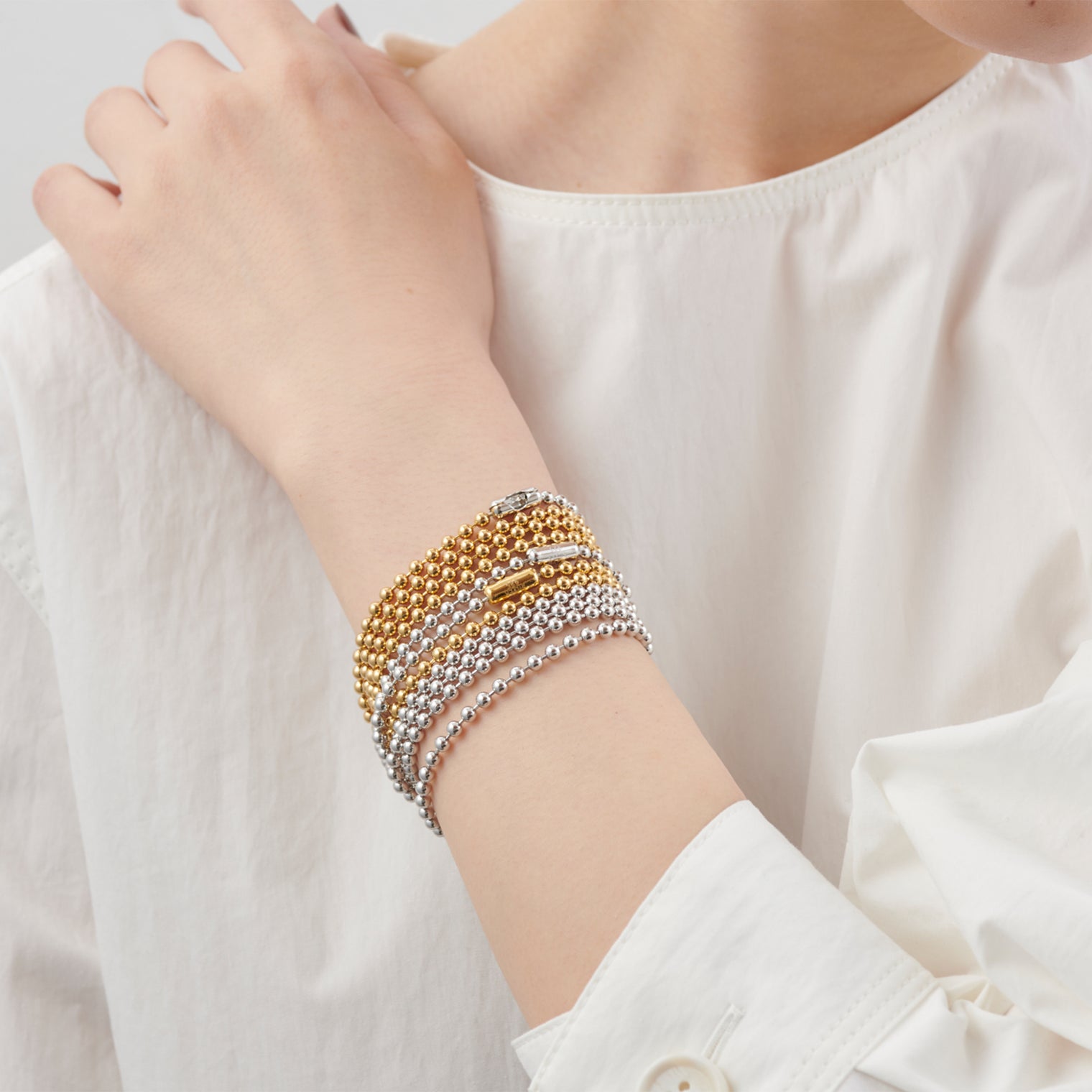 3.5mm long ball chain necklace (silver / gold / 180cm)