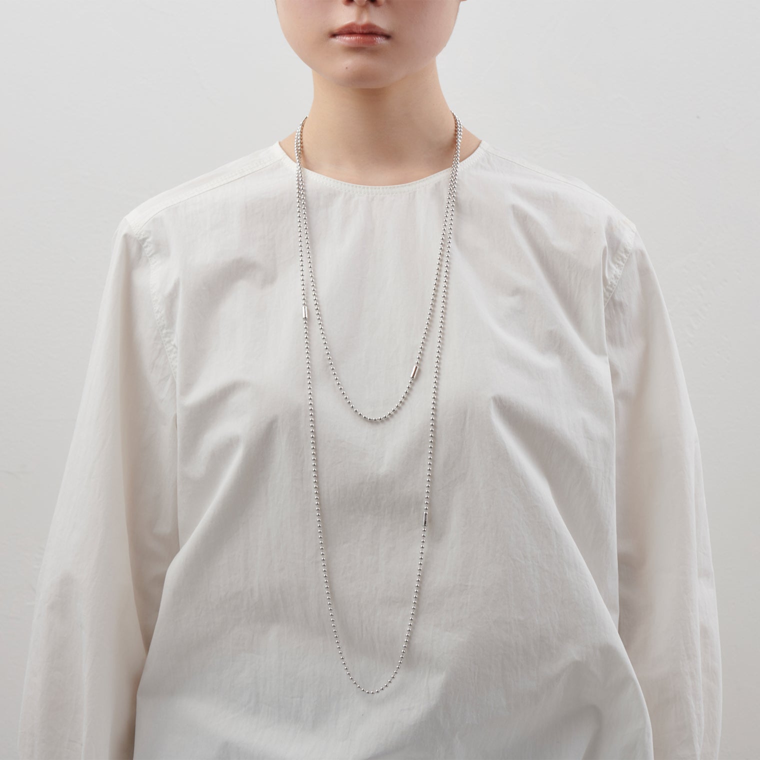 3.5mm long ball chain necklace (silver / 180cm)