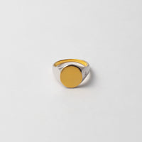 bicolor signet ring (vertical / gold / silver / silver925)