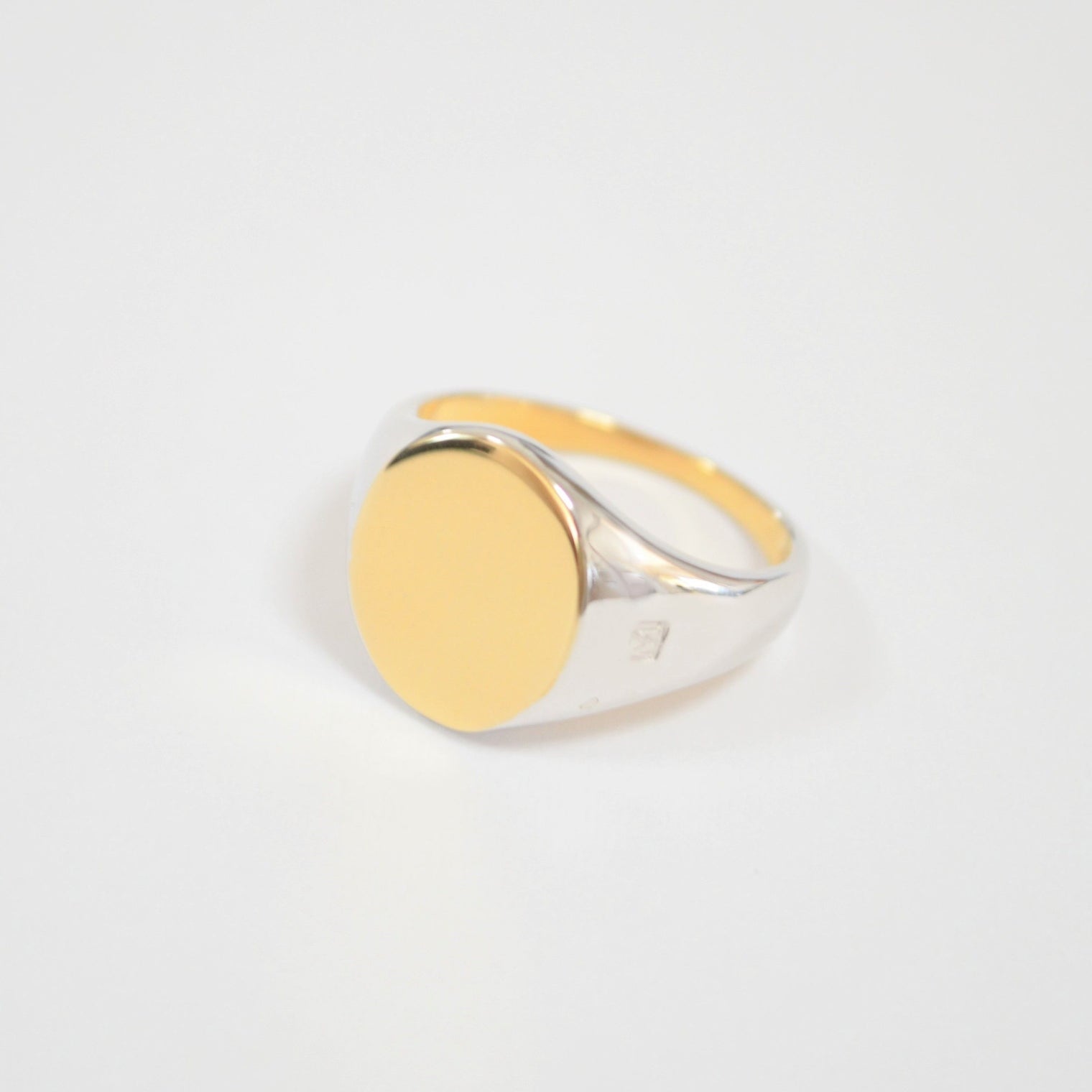 bicolor signet ring (vertical / gold / silver / silver925)