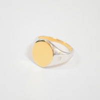 bicolor signet ring (vertical / gold / silver / silver925)